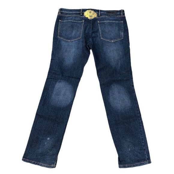 Ed Hardy By Christian Audigier Embroidered Jeans Size 40 Blue - Picture 2 of 14